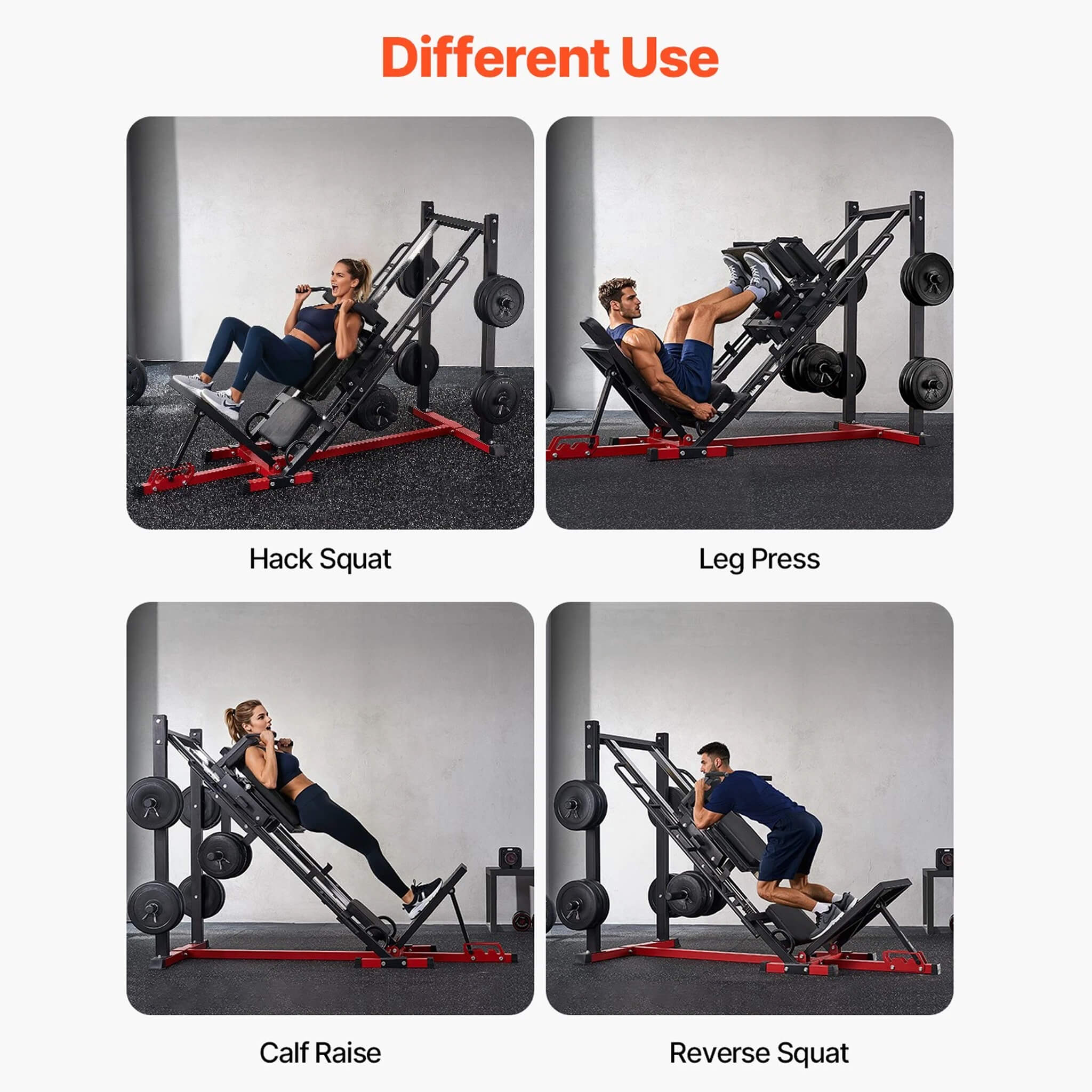 Rovix 2000LBS Adjustable Leg Press And Hack Squat Machine For Home Gym Workouts (SAK53148)